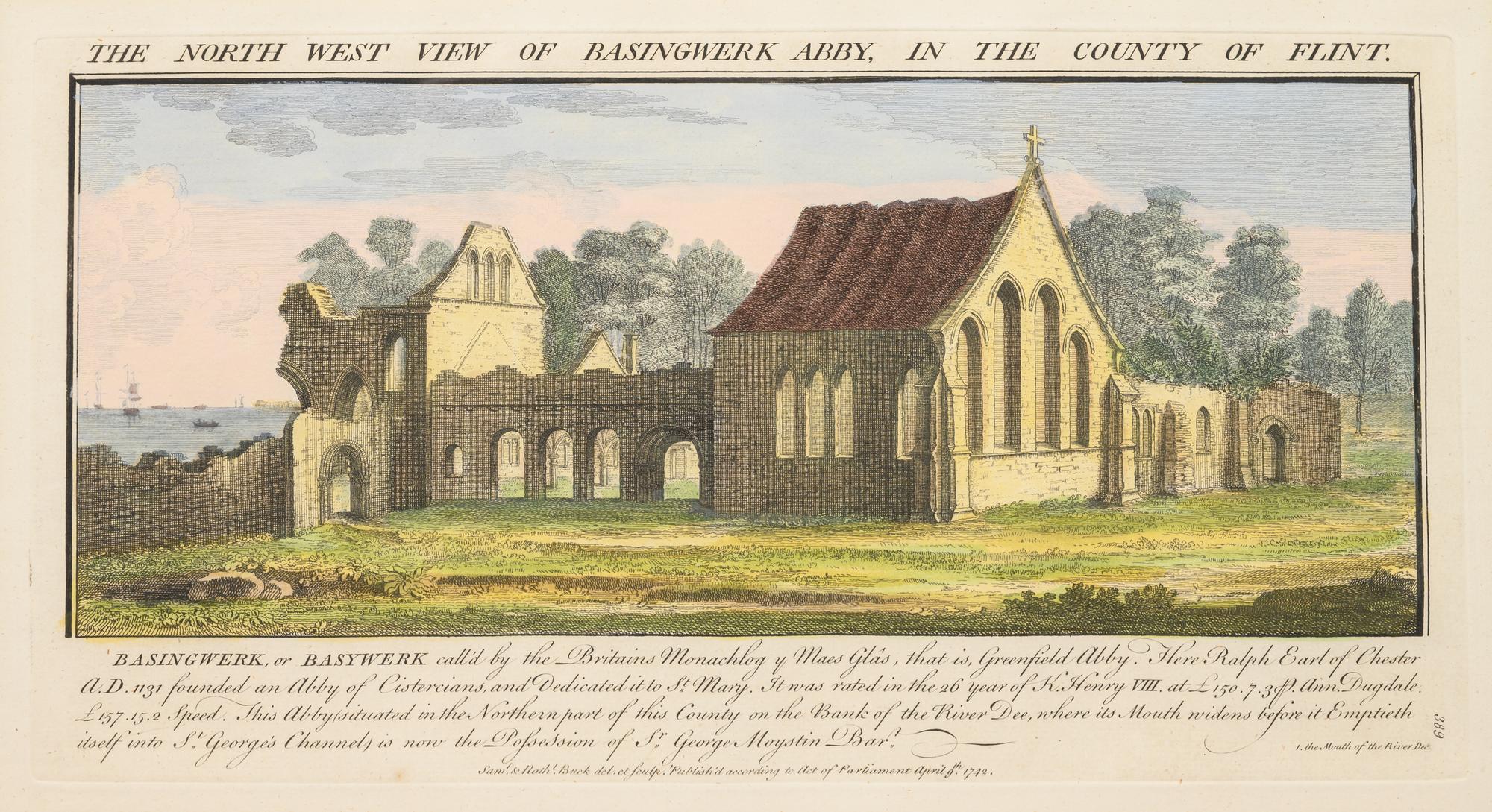 A Set of Eight English Architectural Engravings with Hand-Coloring