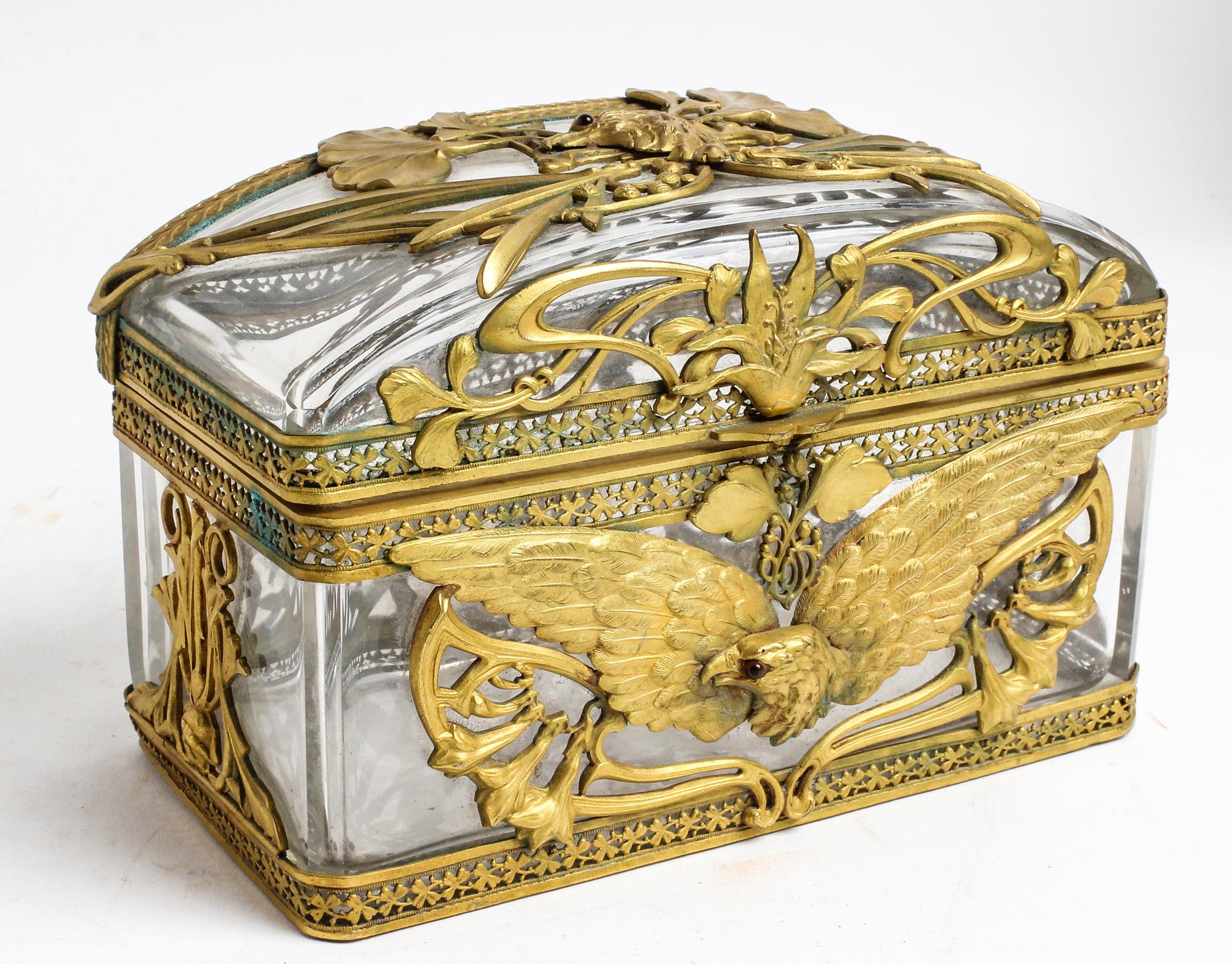 A French Gilt Bronze Mounted Glass Table Casket Height 4 1/2 x width 7 x depth 3 3/4 inches. — LATE 19TH CENTURY