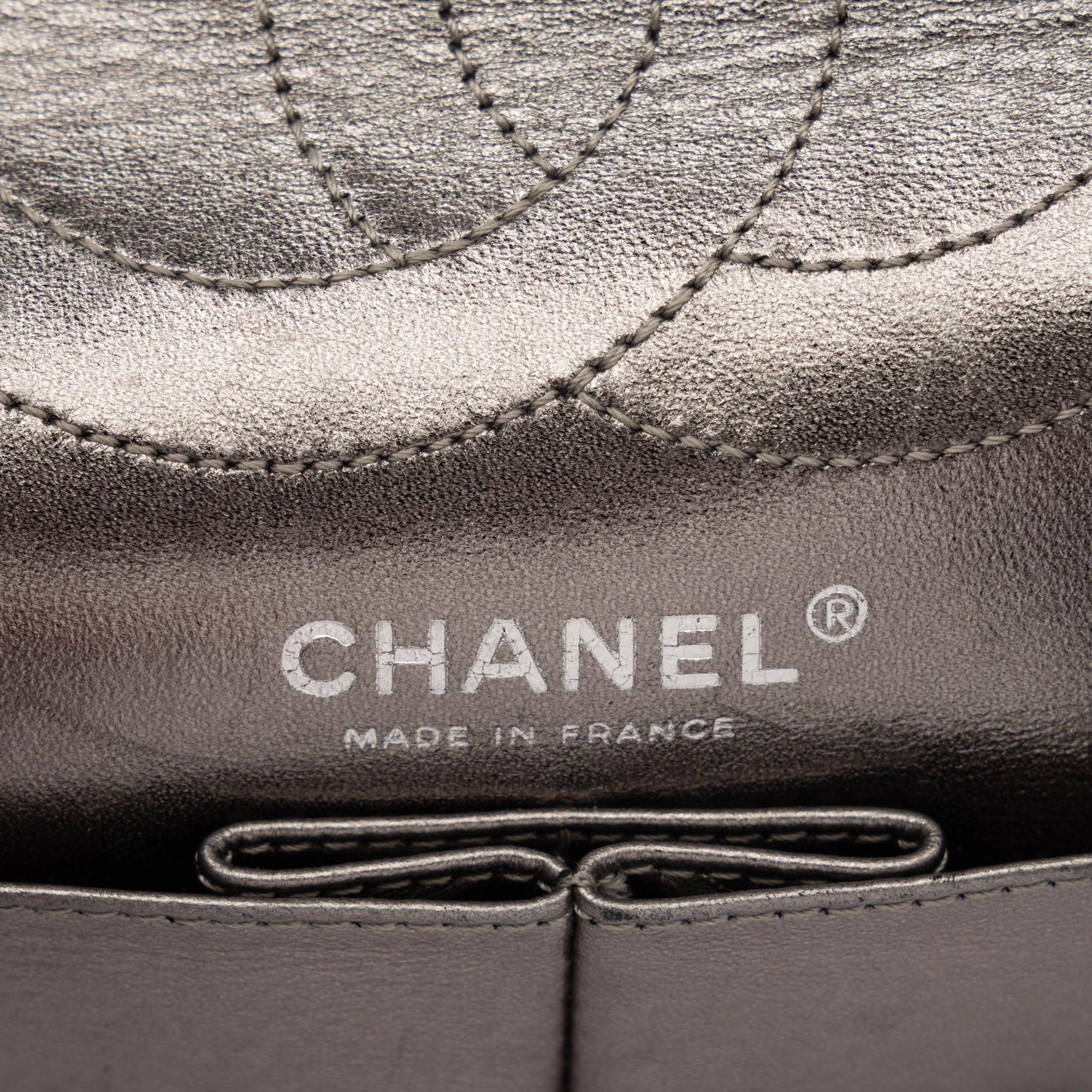 Chanel, Medium 2.55 Reissue Flap Bag in Metallic Silver Leather