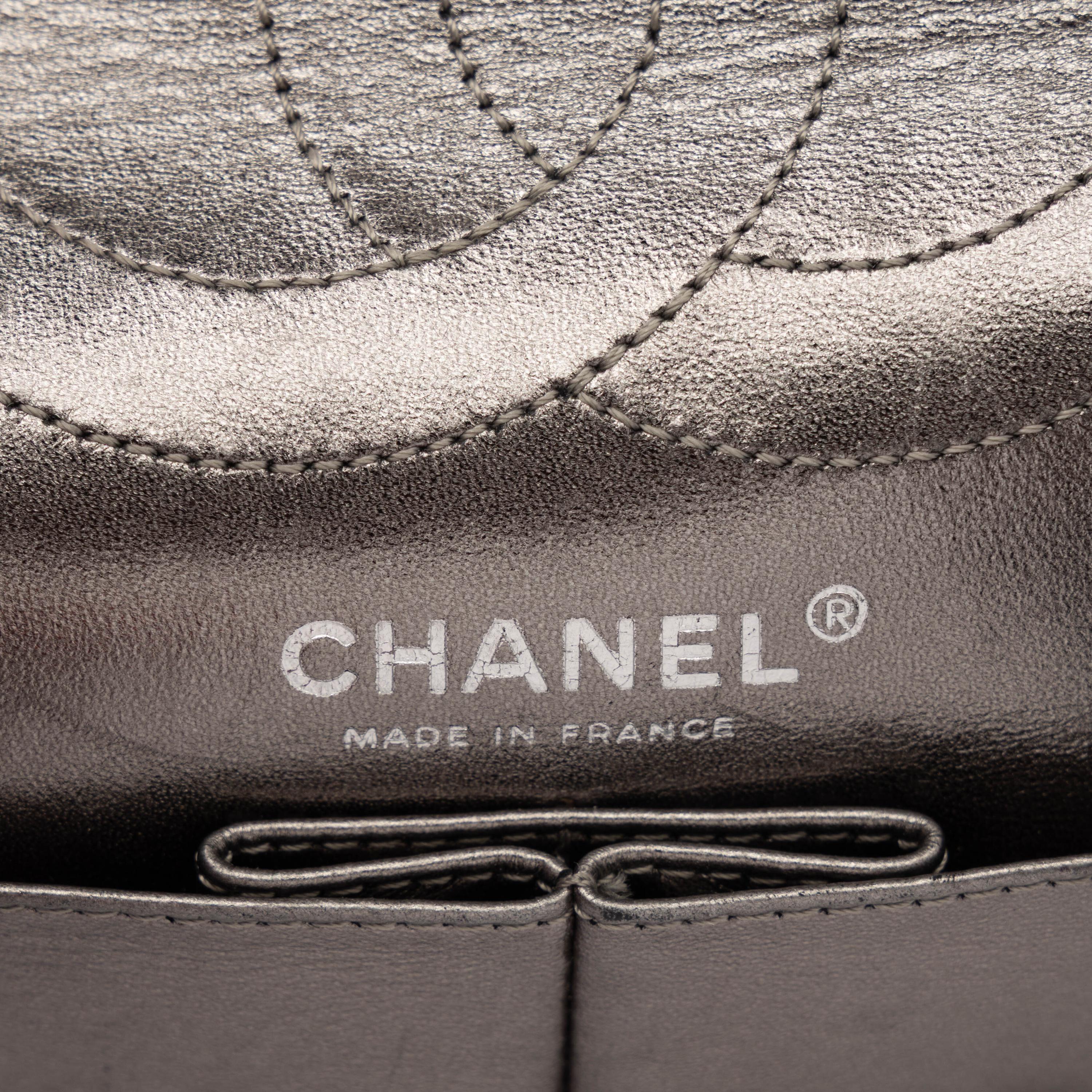 Chanel, Medium 2.55 Reissue Flap Bag in Metallic Silver Leather