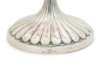 A Pair of Argentine Weighted Silver Three-Light Candelabra