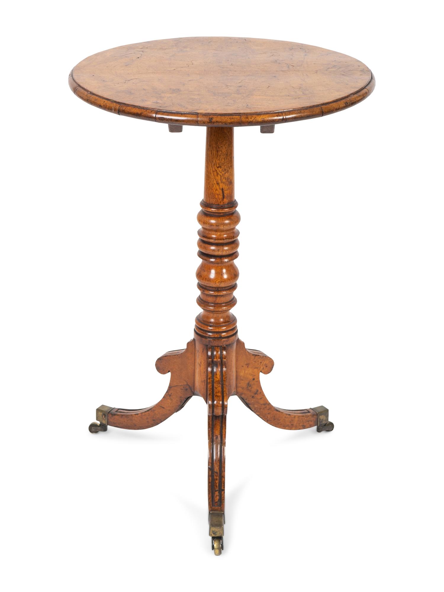 A Wiliam IV Pollard Oak Tilt Top Tripod Table — 19TH CENTURY