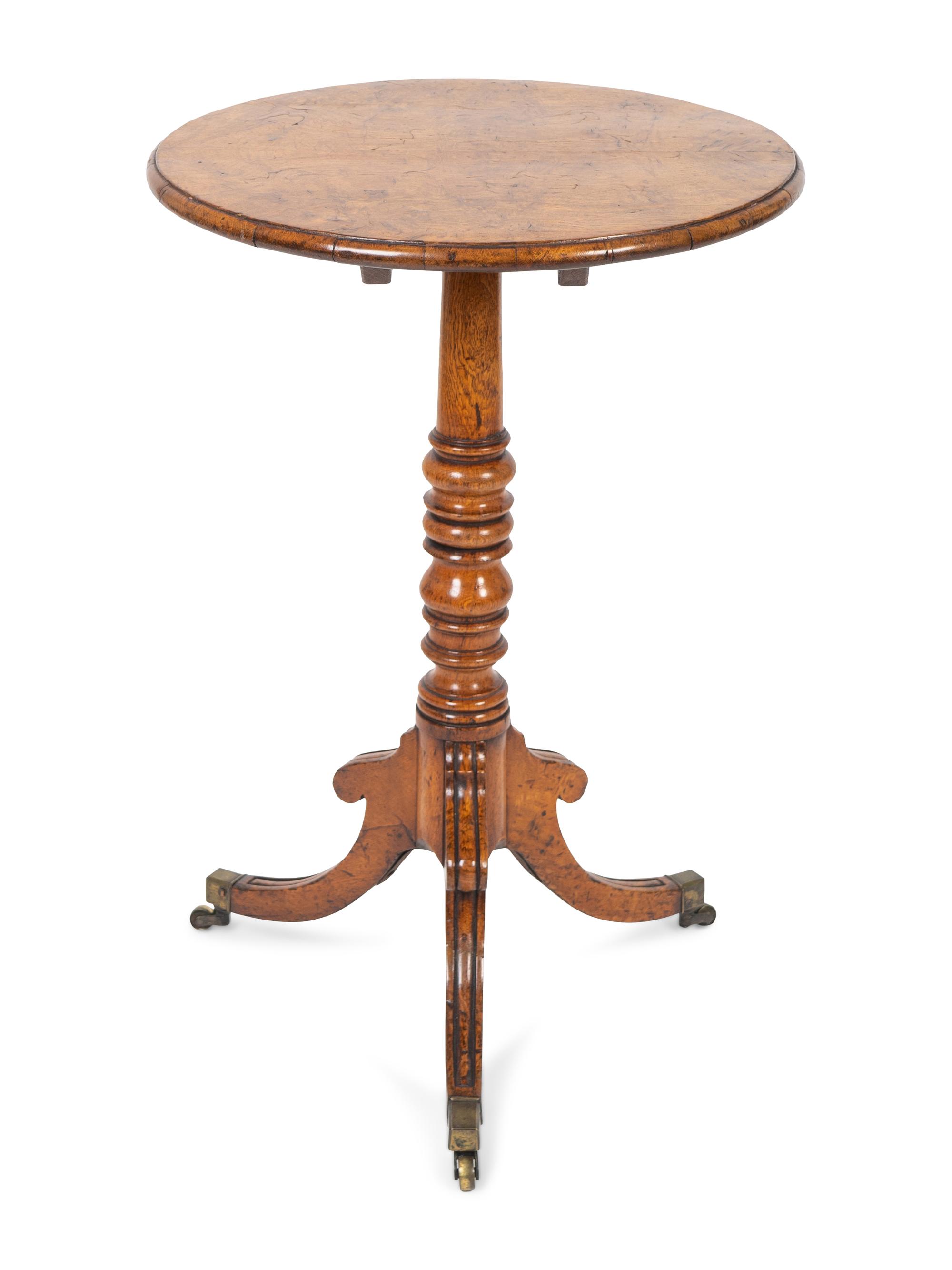 A Wiliam IV Pollard Oak Tilt Top Tripod Table — 19TH CENTURY