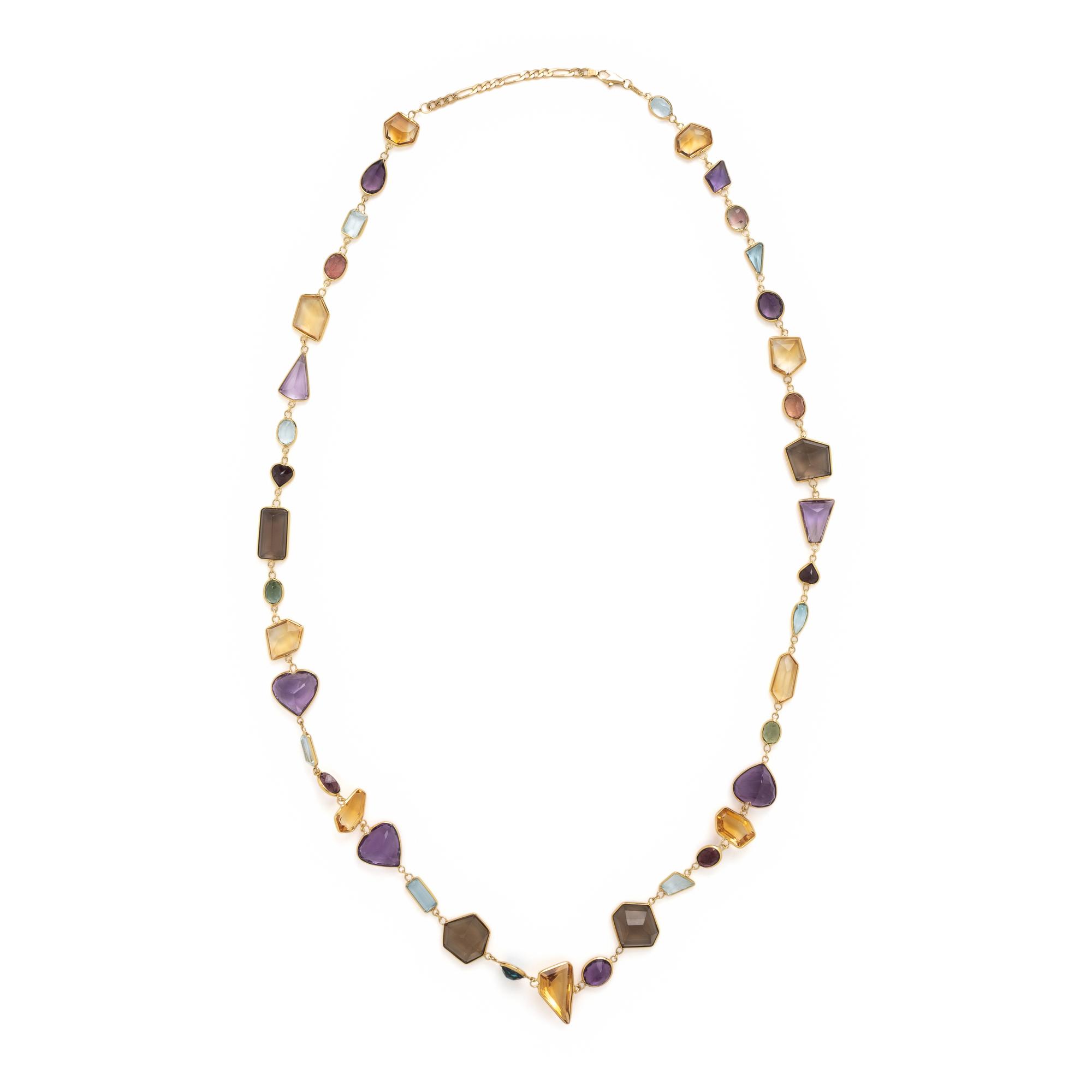 Multigem and Yellow Gold Necklace
