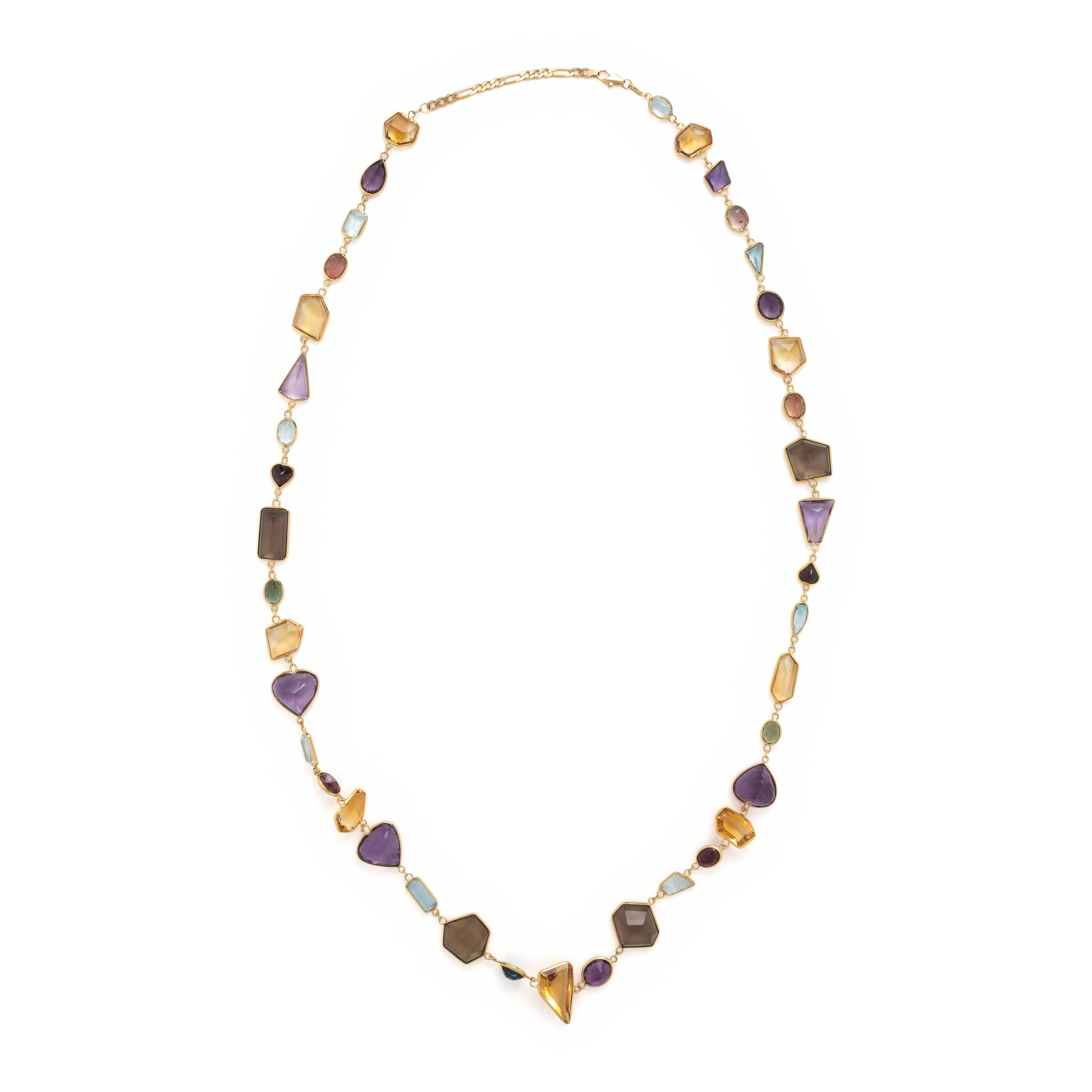 Multigem and Yellow Gold Necklace
