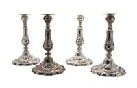 A Set of Four American Sterling Silver Candlesticks, Gorham, Height 10 1/2 inches.