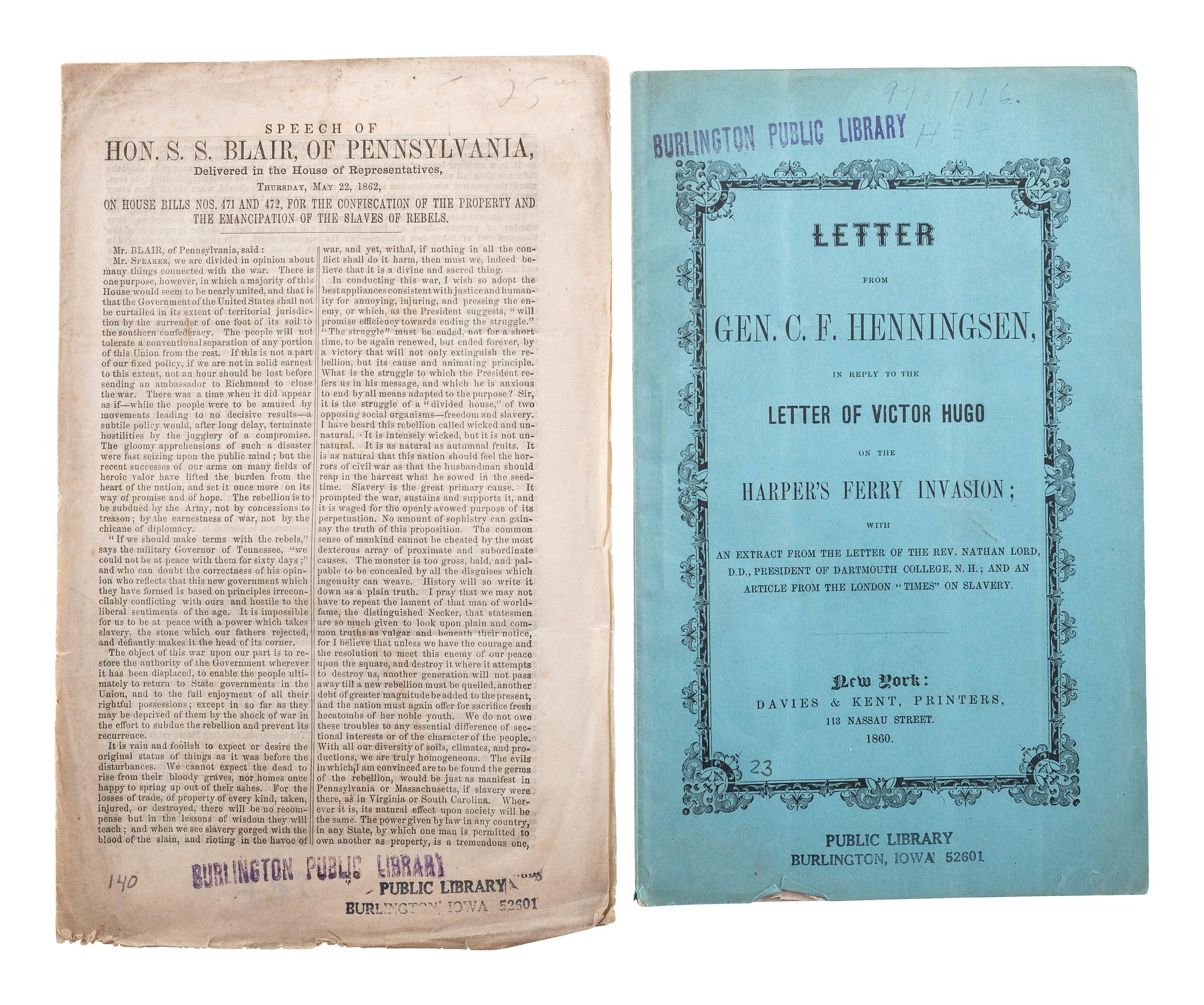[SLAVERY, ABOLITION & EMANCIPATION]. A group of 40 antebellum and Civil War-era pamphlets on enslavement, abolition, emancipation, and colonization, comprising: