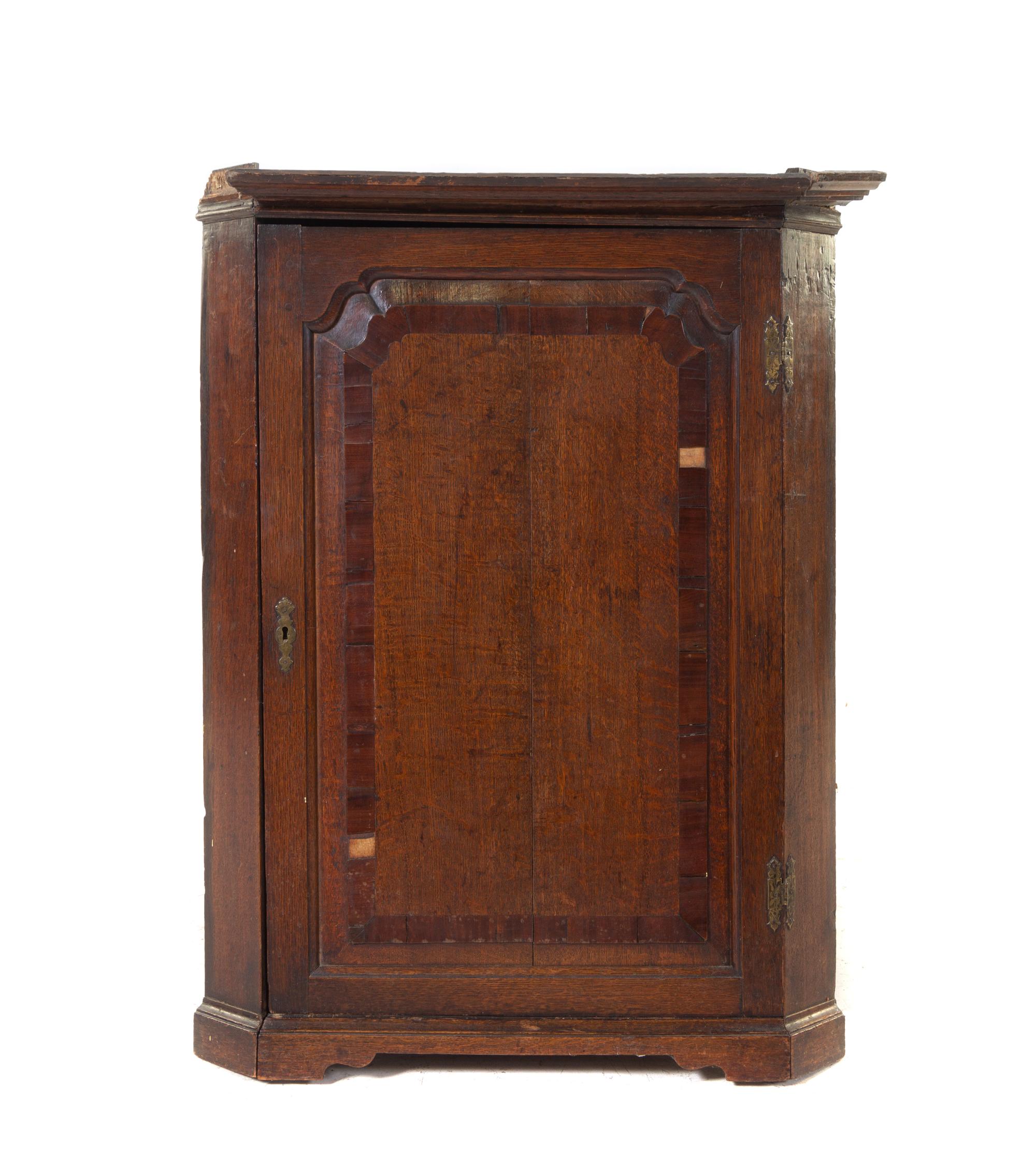 A George III Oak Hanging Corner Cabinet