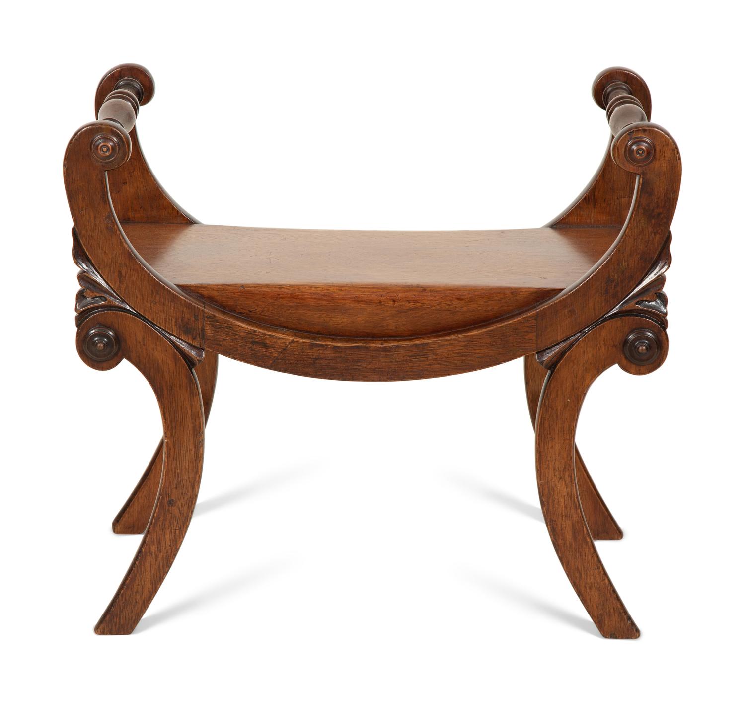 A Regency Style Mahogany Curule Form Tabouret