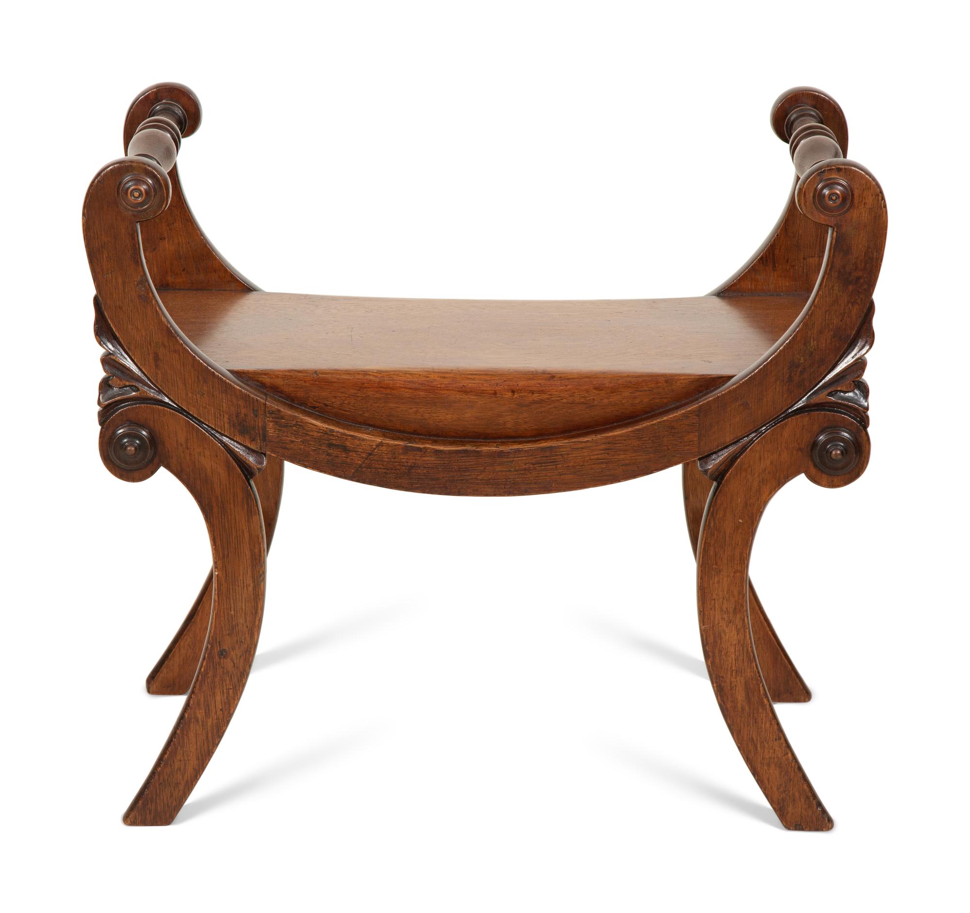 A Regency Style Mahogany Curule Form Tabouret