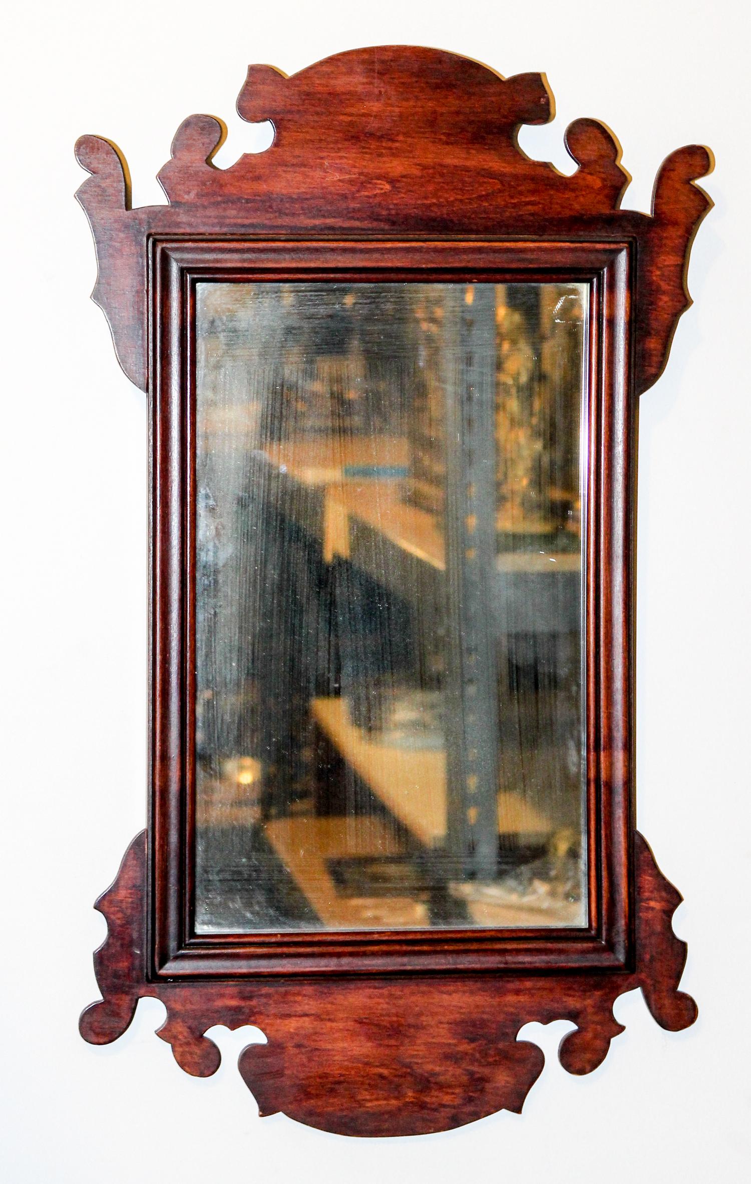 A Chippendale Style Mahogany Mirror Height 26 x width 15 1/4 inches. — 19TH/20TH CENTURY