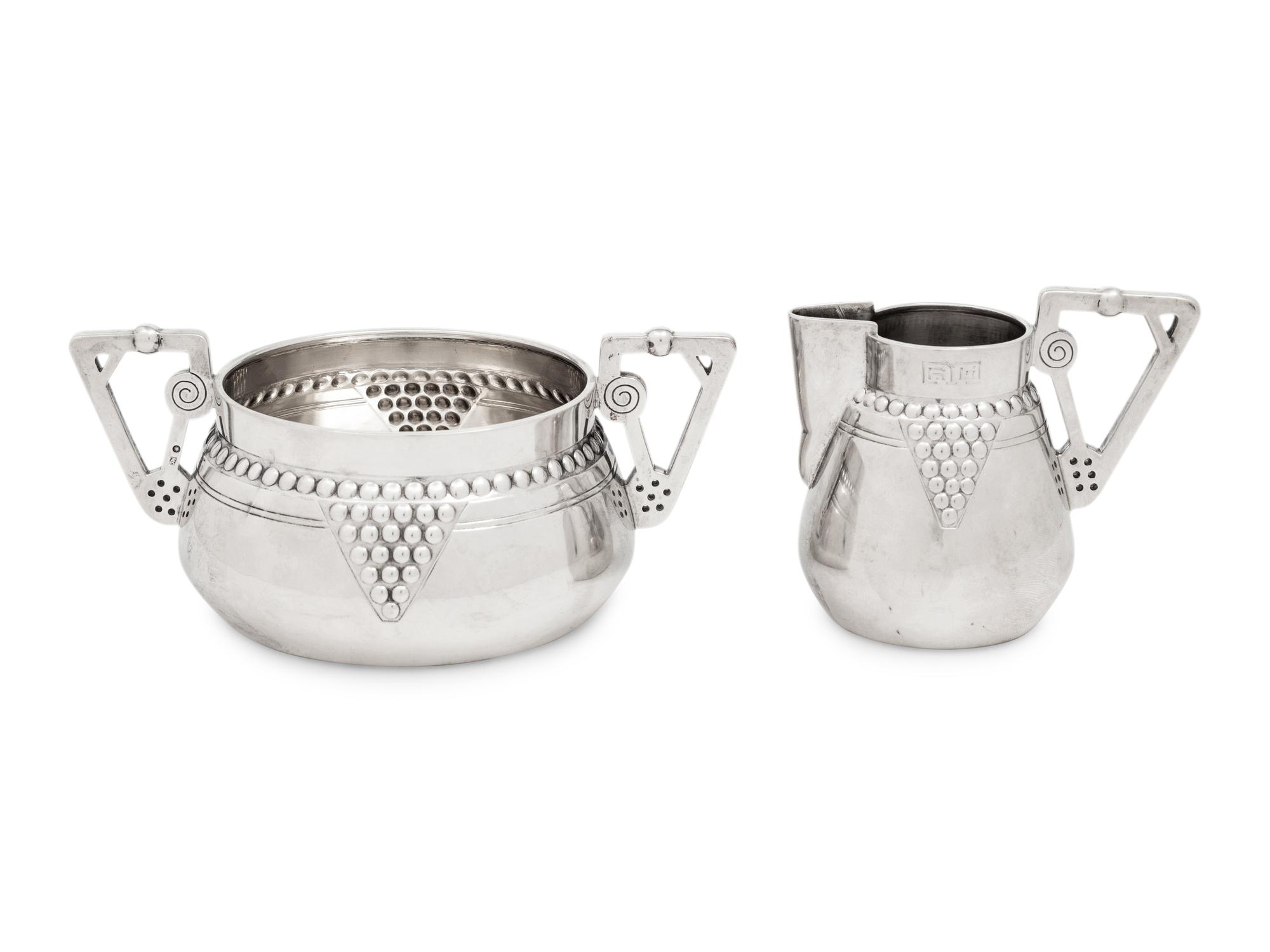 A Russian Silver Creamer and Sugar Bowl