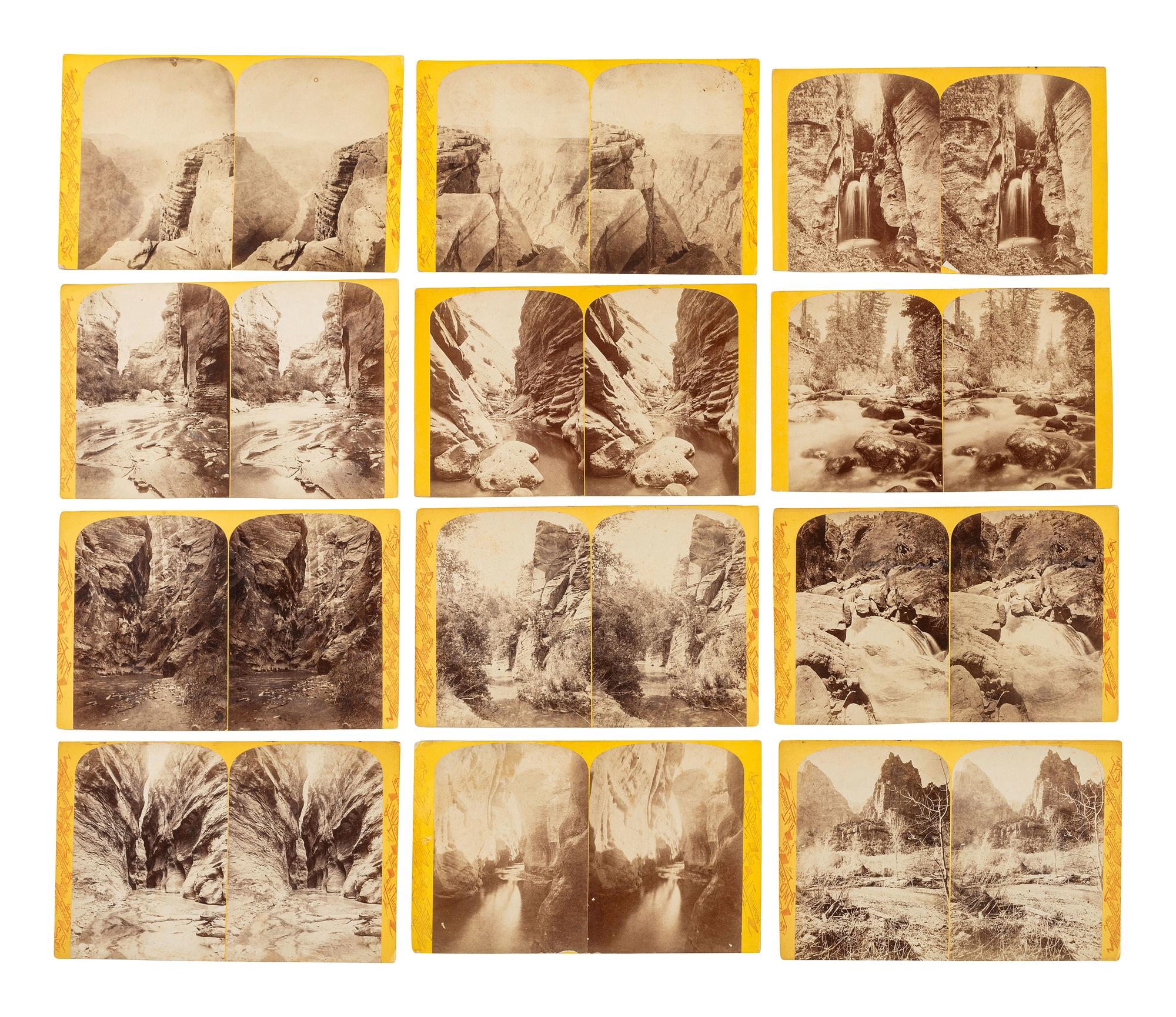 [WESTERN AMERICANA]. HILLERS, John K. (1843-1925), photographer. A group of 104 Powell Expedition stereoviews, highlighted by a view of the photographer's camera.