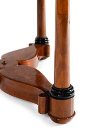 A German Part-Ebonized Walnut and Burl Maple Center Table
