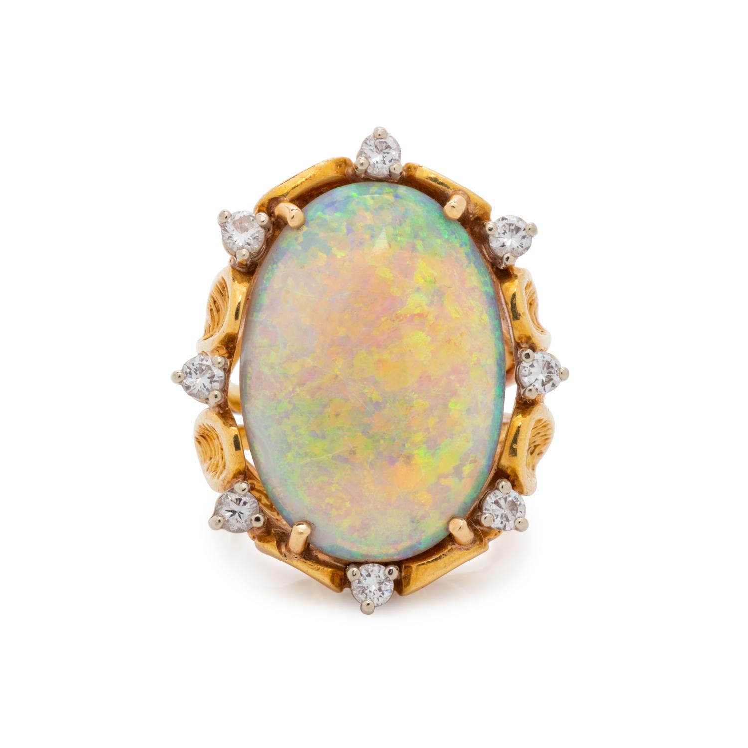 OPAL AND DIAMOND RING
