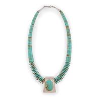 Lone Mountain Rolled Turquoise Necklace, with Sterling Silver Pendant