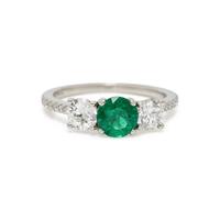 EMERALD, DIAMOND, AND PLATINUM RING