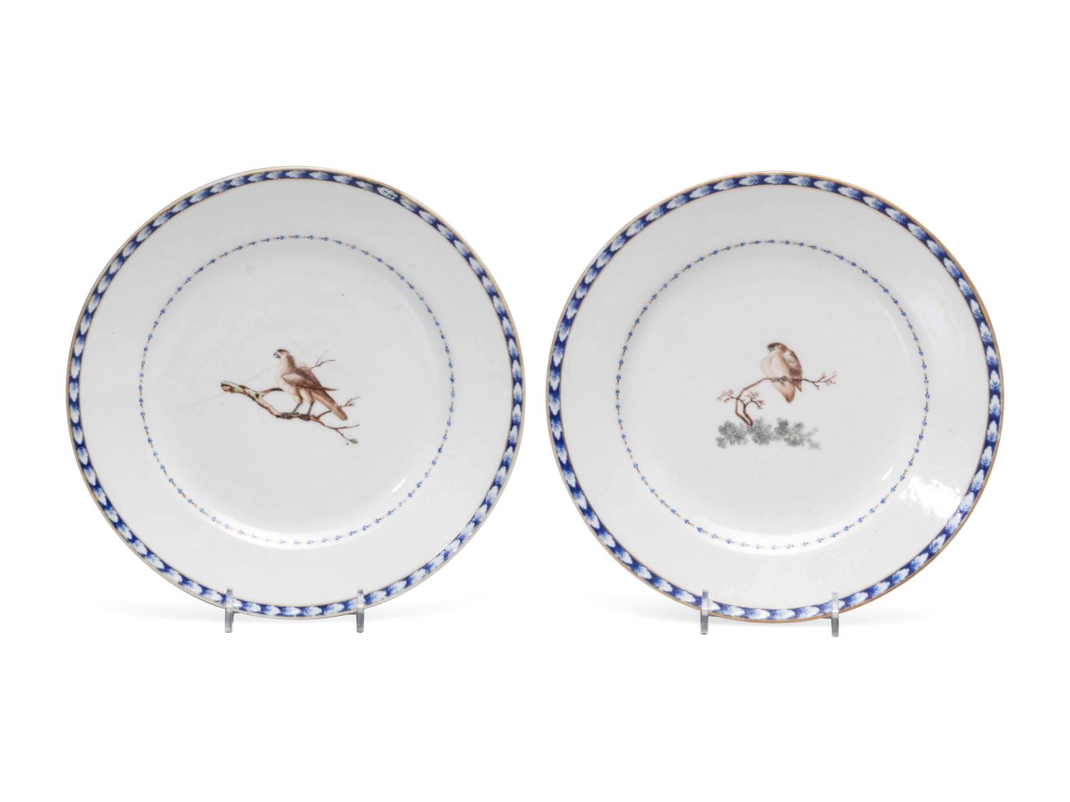 A Chinese Export Porcelain Bowl and Pair of Plates