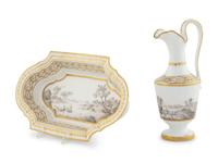 A Paris Porcelain Ewer and Underplate