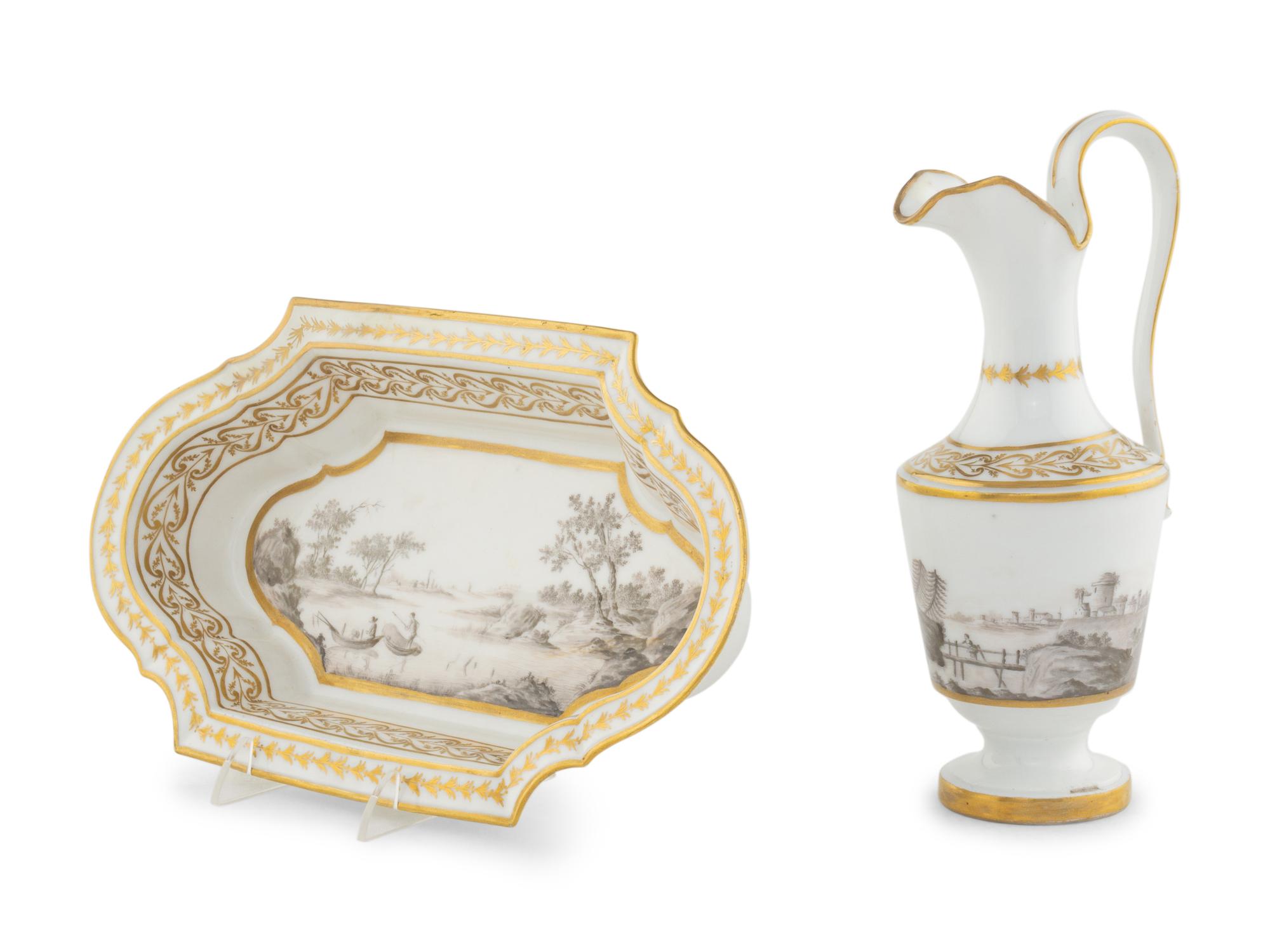 A Paris Porcelain Ewer and Underplate