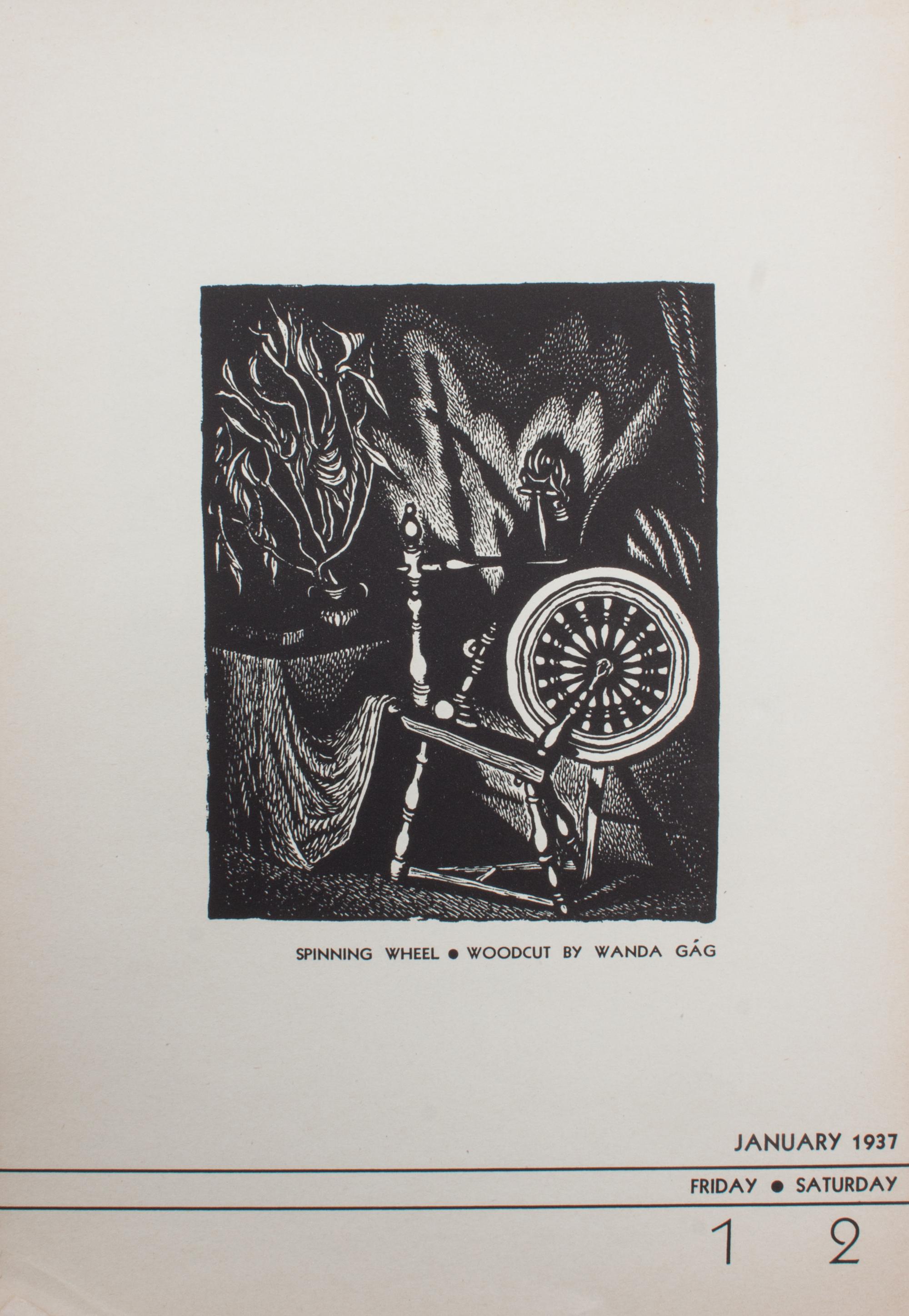 An American Block Print Calendar, 1937, 11 x 7 1/4 inches.