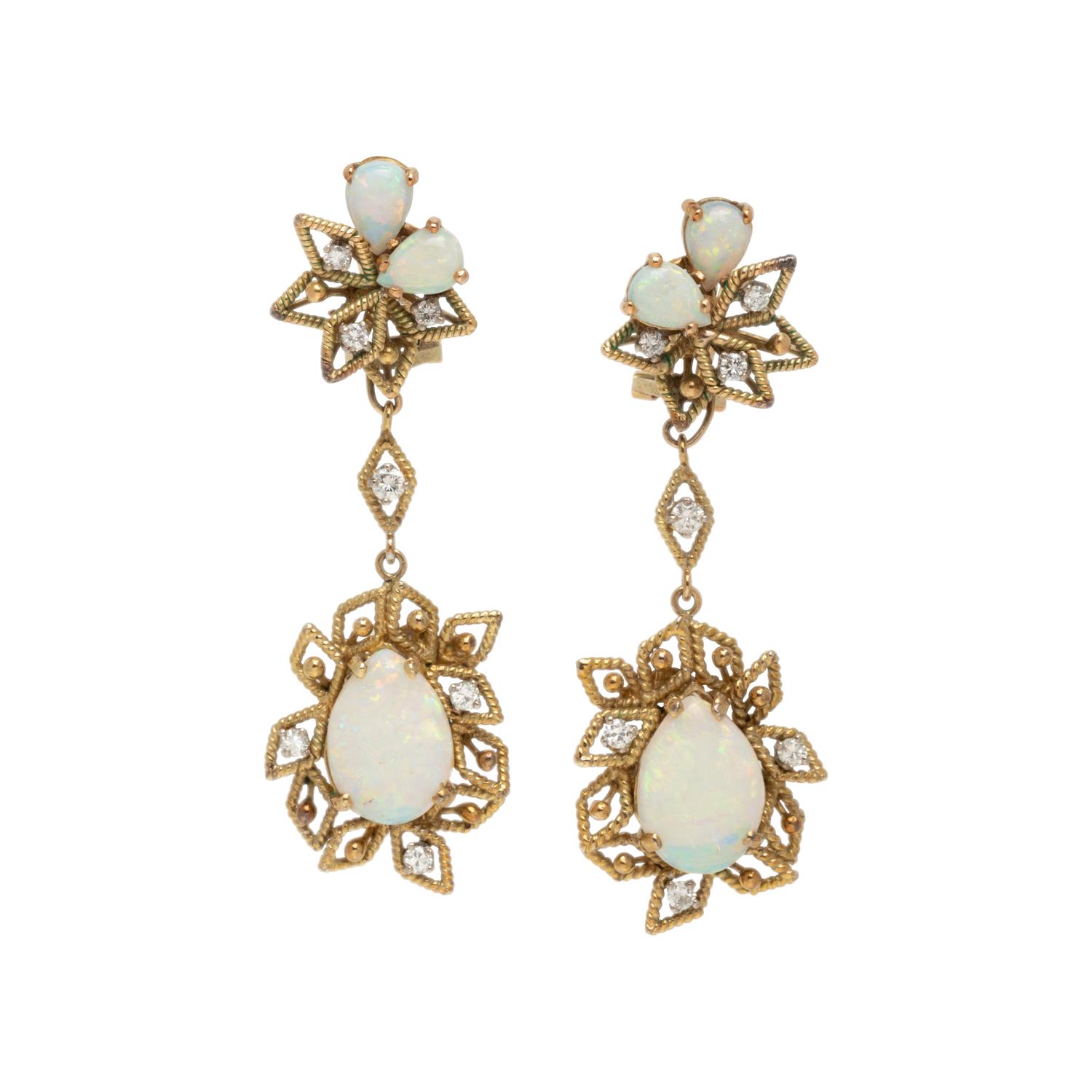 CONVERTIBLE OPAL AND DIAMOND EARCLIPS