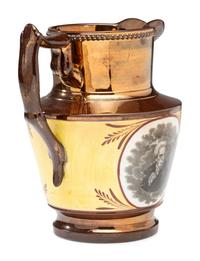 A Staffordshire Transfer-Printed Copper Lustre 'General Jackson Hero of New Orleans' Pitcher