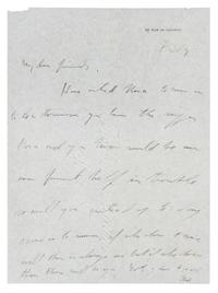 GANDHI, Mohandas K. (1869-1948). Autograph letter signed ("MK"), to Allan Taumer. [Paris], Friday [30 April 1926].