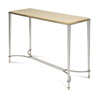 A Brass-Mounted Steel Travertine Top Console Table