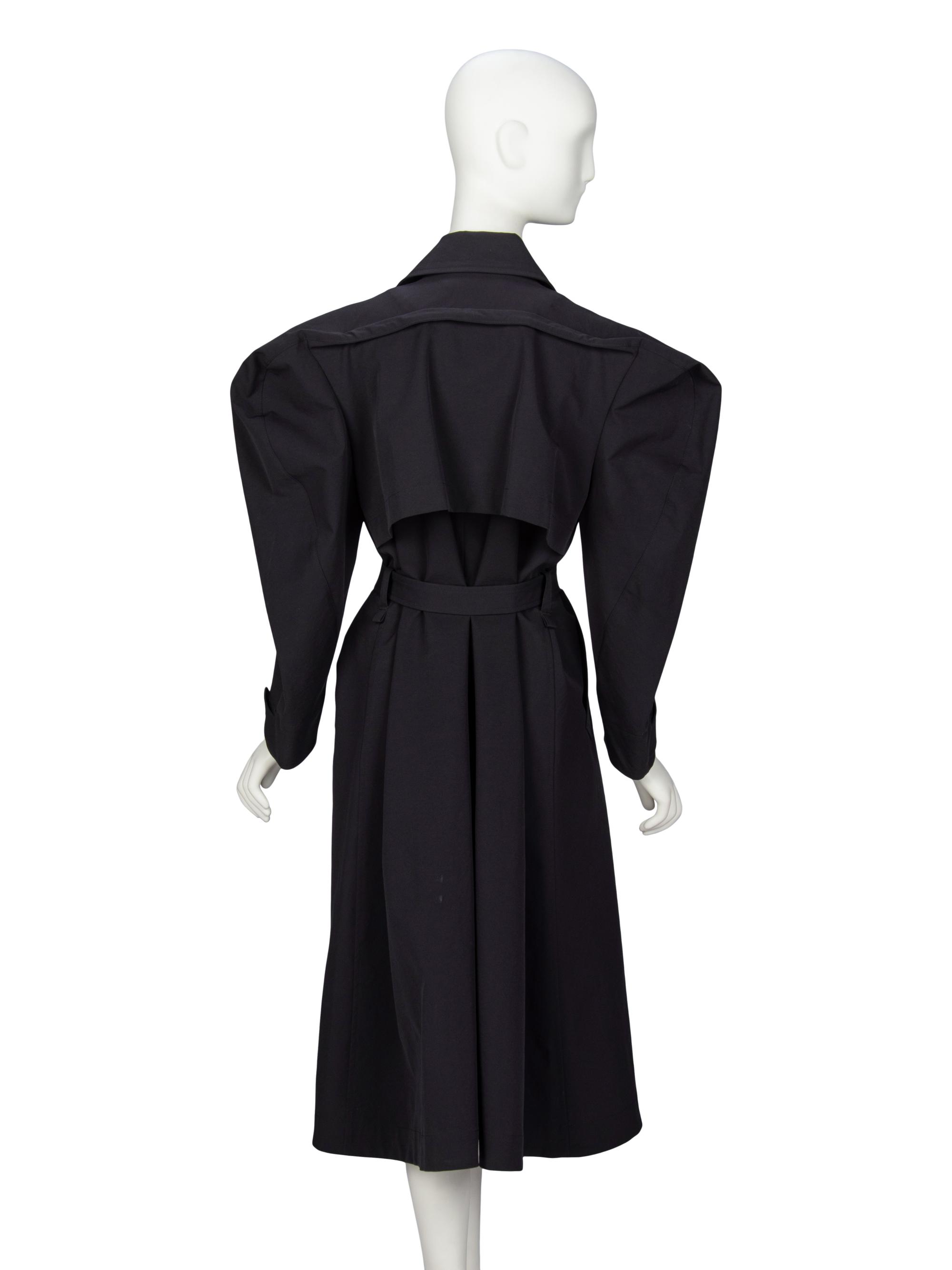 ISSEY MIYAKE, BLACK SCULPTURAL TRENCH COAT