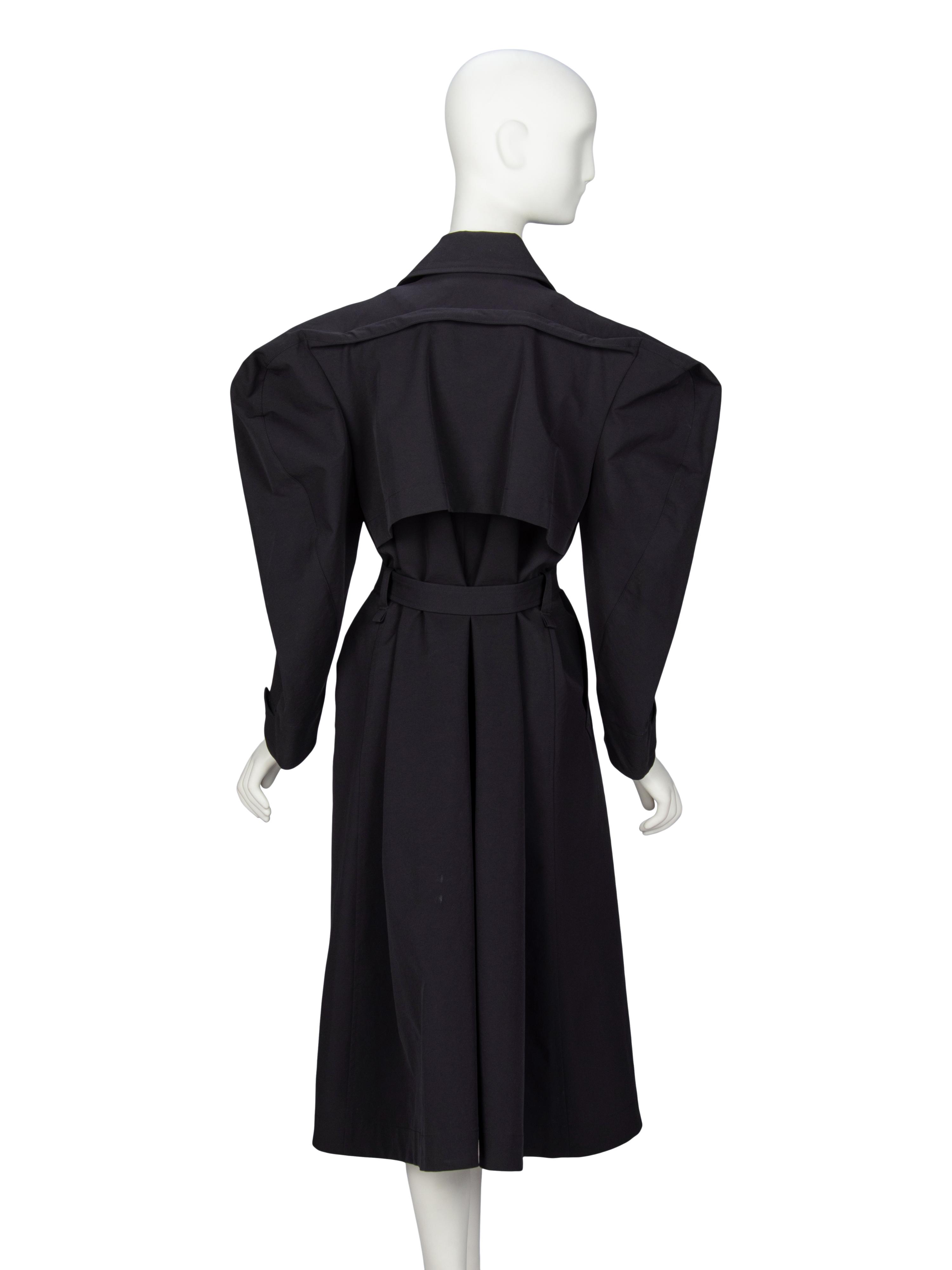 ISSEY MIYAKE, BLACK SCULPTURAL TRENCH COAT