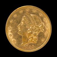 A United States 1858-S Liberty Head $20 Gold Coin
