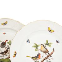 A Set of Five Herend Rothschild Bird Porcelain Dinner Plates