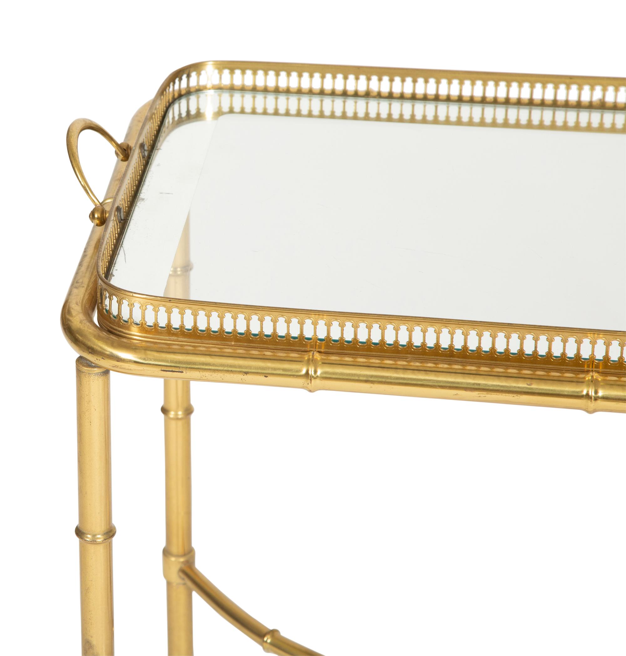 A Regency Style Brass and Glass Tray-Top Side Table