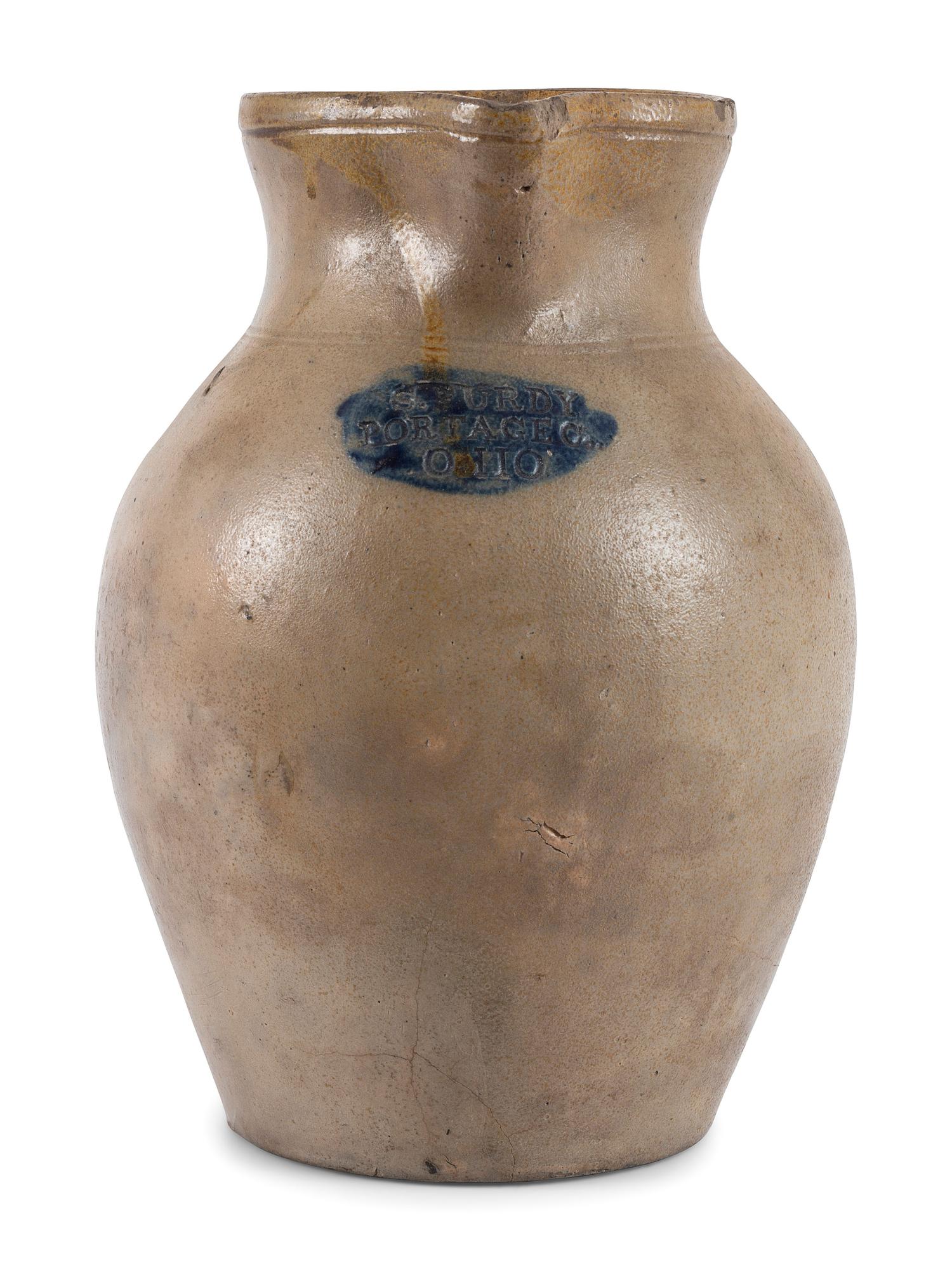 A Rare Solomon Purdy Stoneware Pitcher