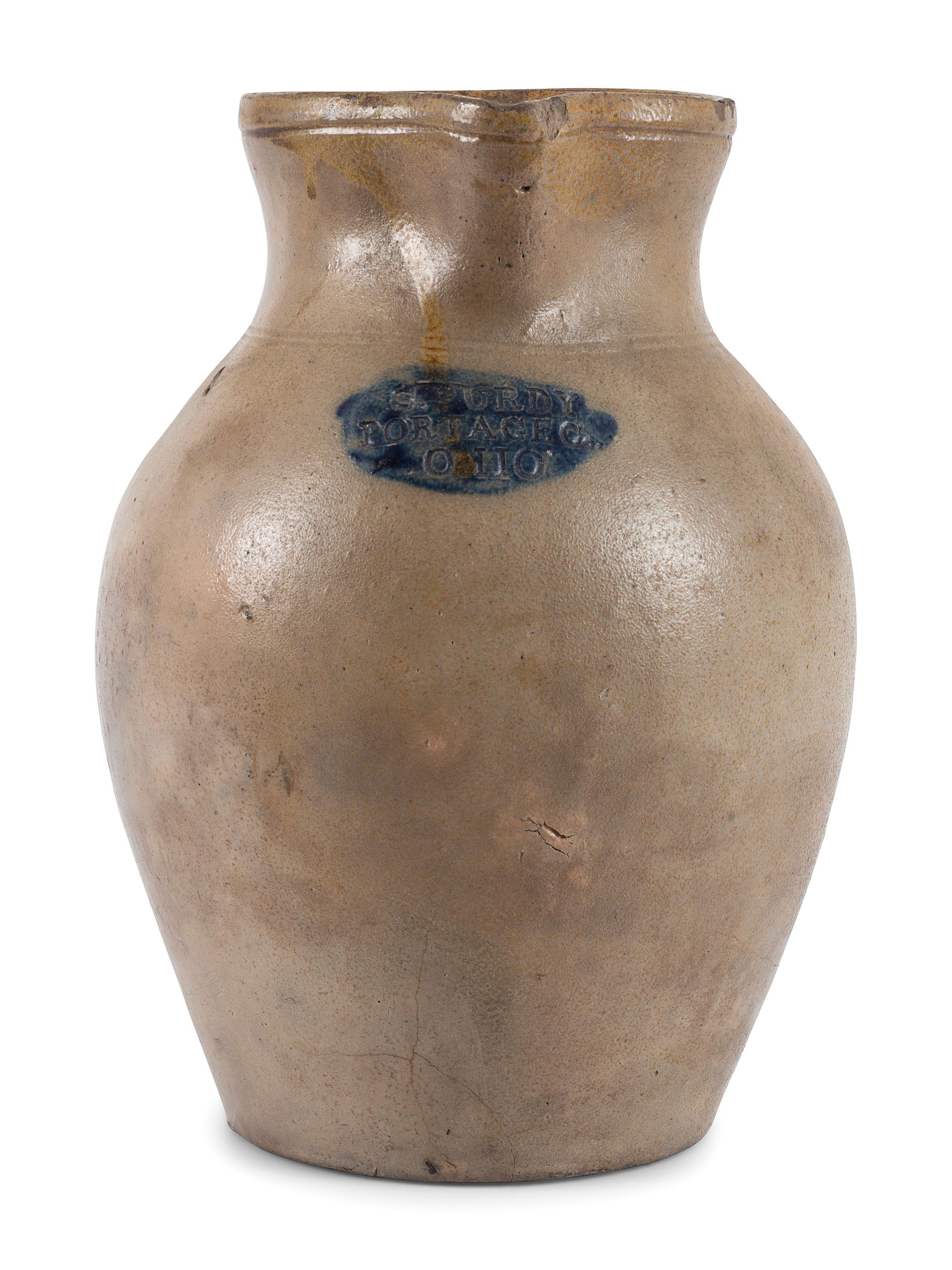 A Rare Solomon Purdy Stoneware Pitcher