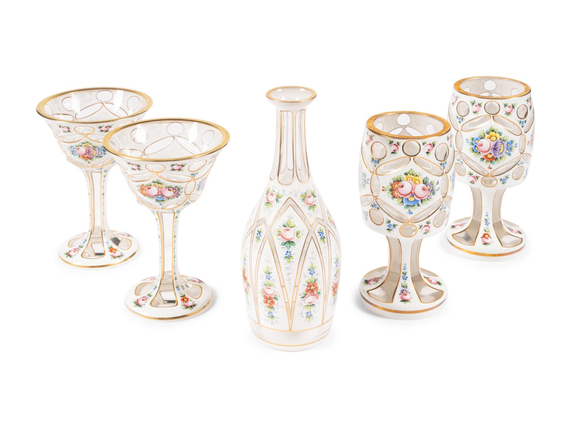 A Collection of Bohemian Cased Glass Articles