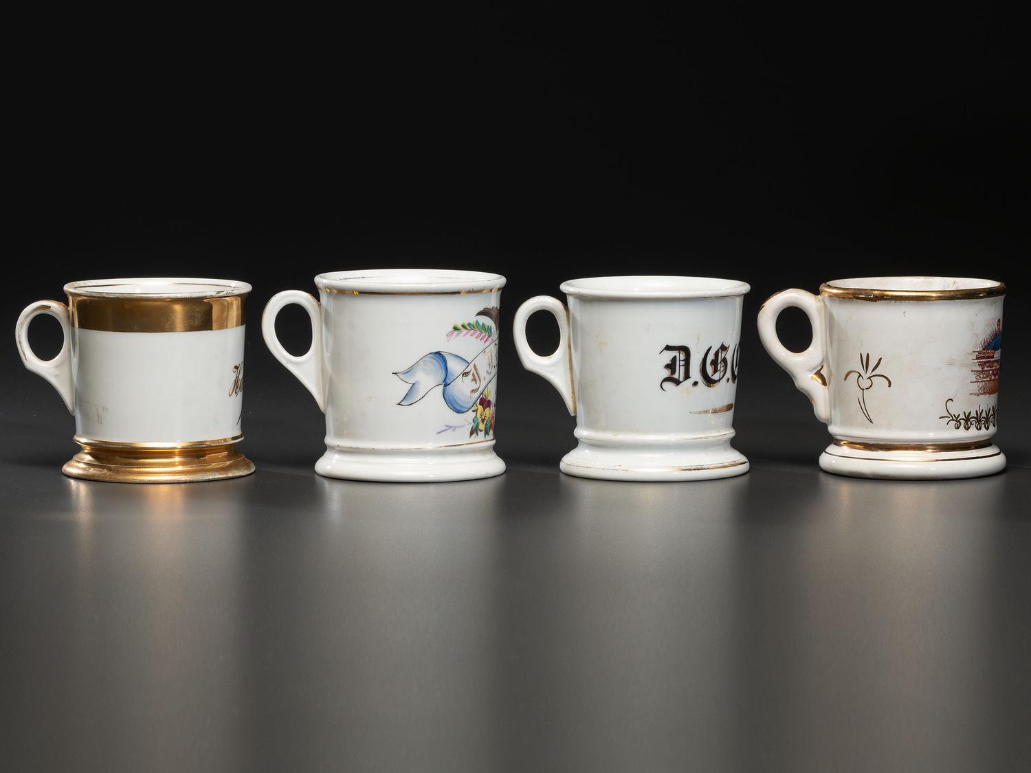 Four Porcelain Shaving Mugs