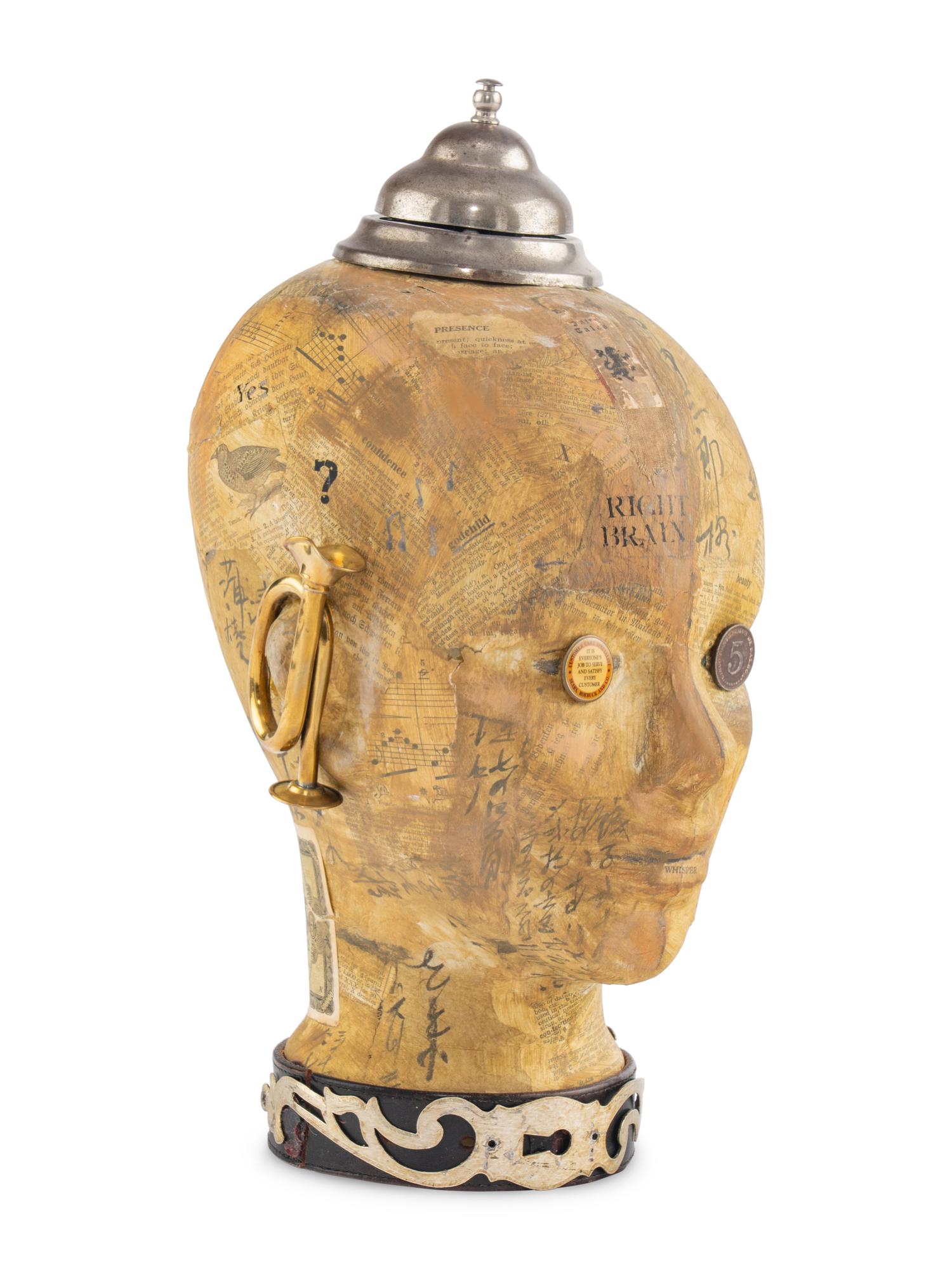 A Glass and Papier-Mâché Service Bell Sculpture