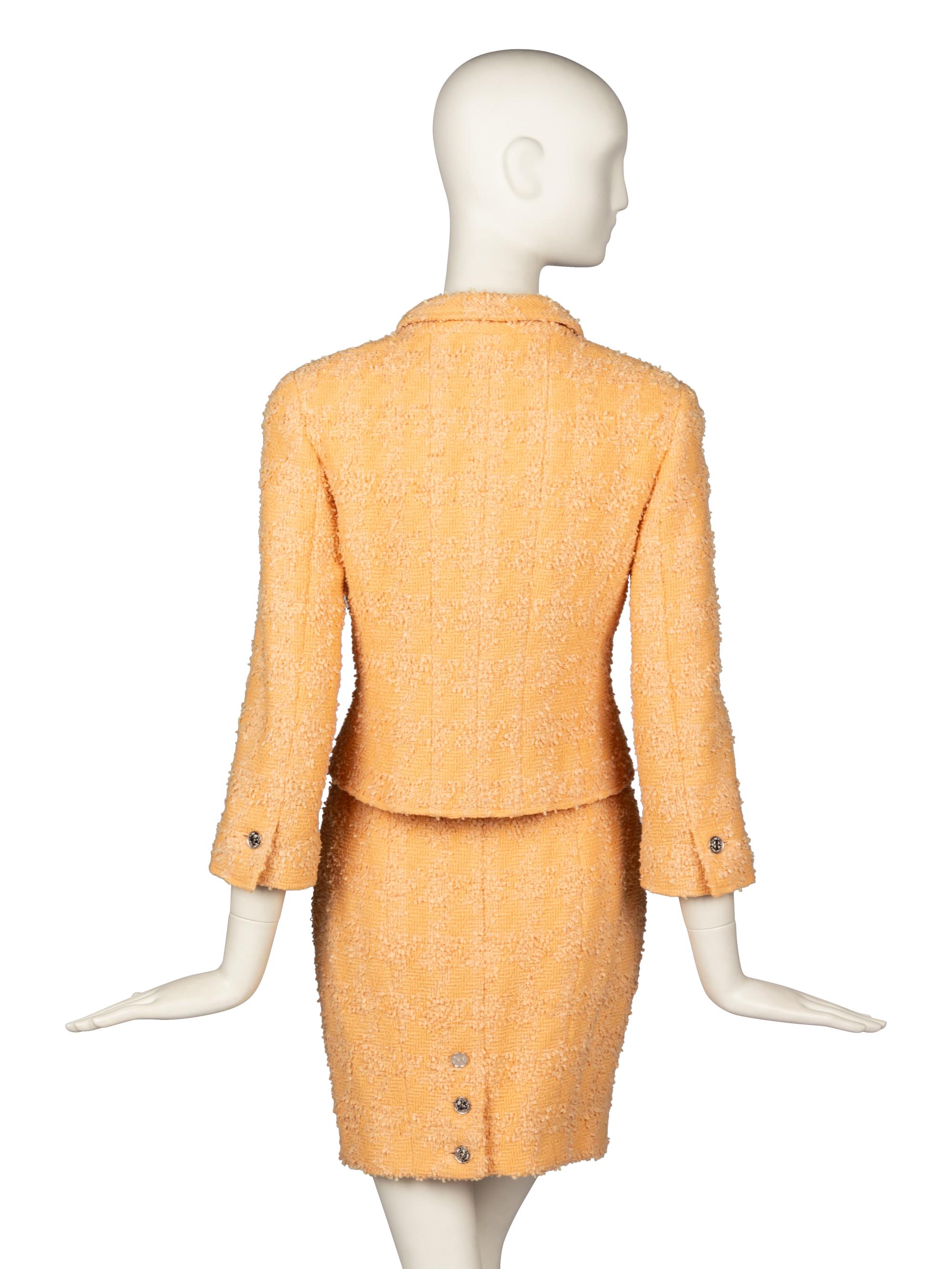 CHANEL, PEACH TWEED SKIRT SUIT