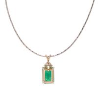 EMERALD AND DIAMOND PENDANT/NECKLACE
