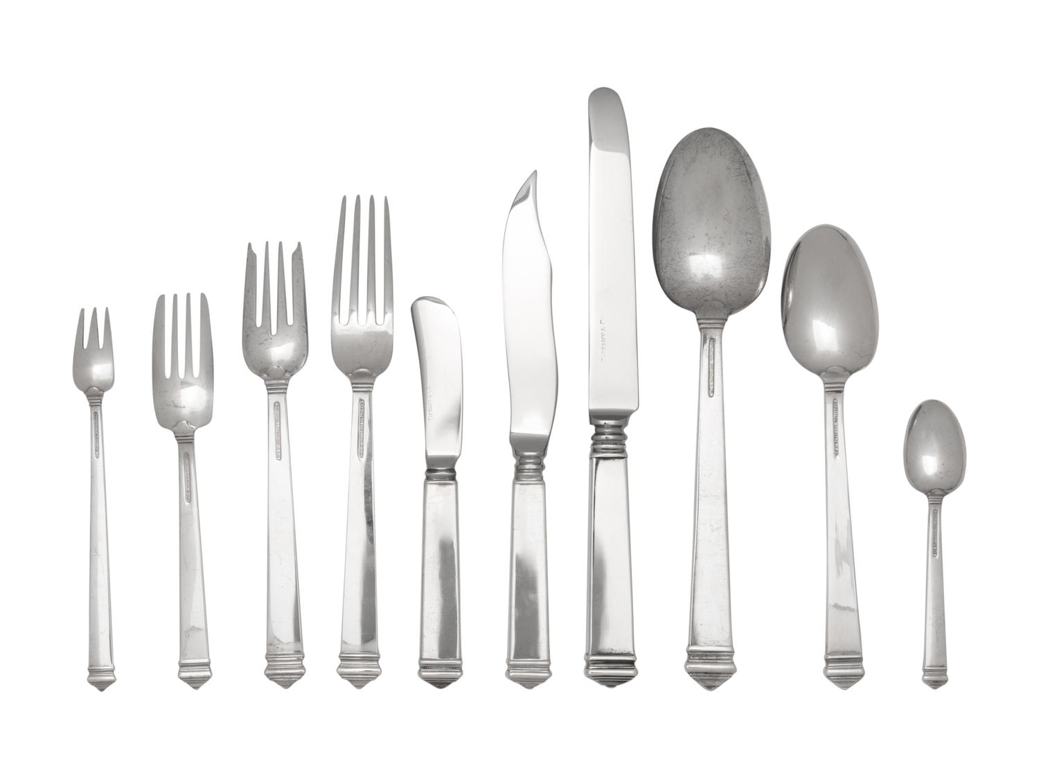 An Extensive Tiffany and Co. Silver Flatware Service