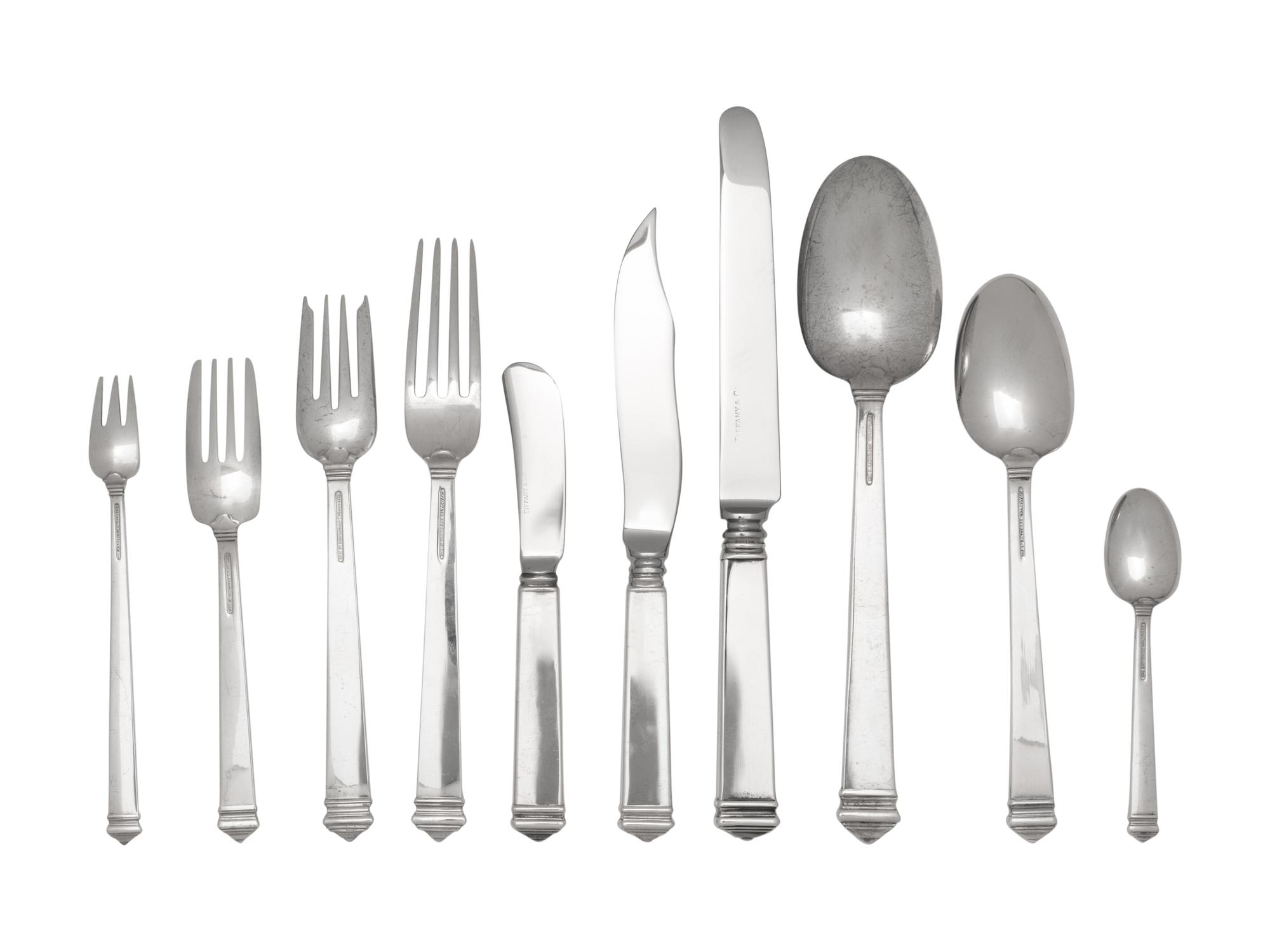 An Extensive Tiffany and Co. Silver Flatware Service