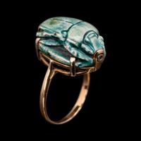An Egyptian Faience Scarab Ring