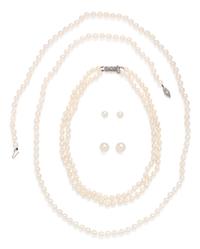 A Collection of Gold and Cultured Pearl Jewelry,