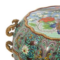 A Large Chinese Cloisonné Melon-Form Box with Cover