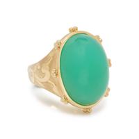 CREVOSHAY, YELLOW GOLD AND GREEN CHALCEDONY RING