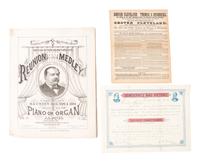 [CLEVELAND, Grover (1837-1908)]. A group of photographs, advertising cards, and campaign ephemera related to Grover Cleveland, comprising: