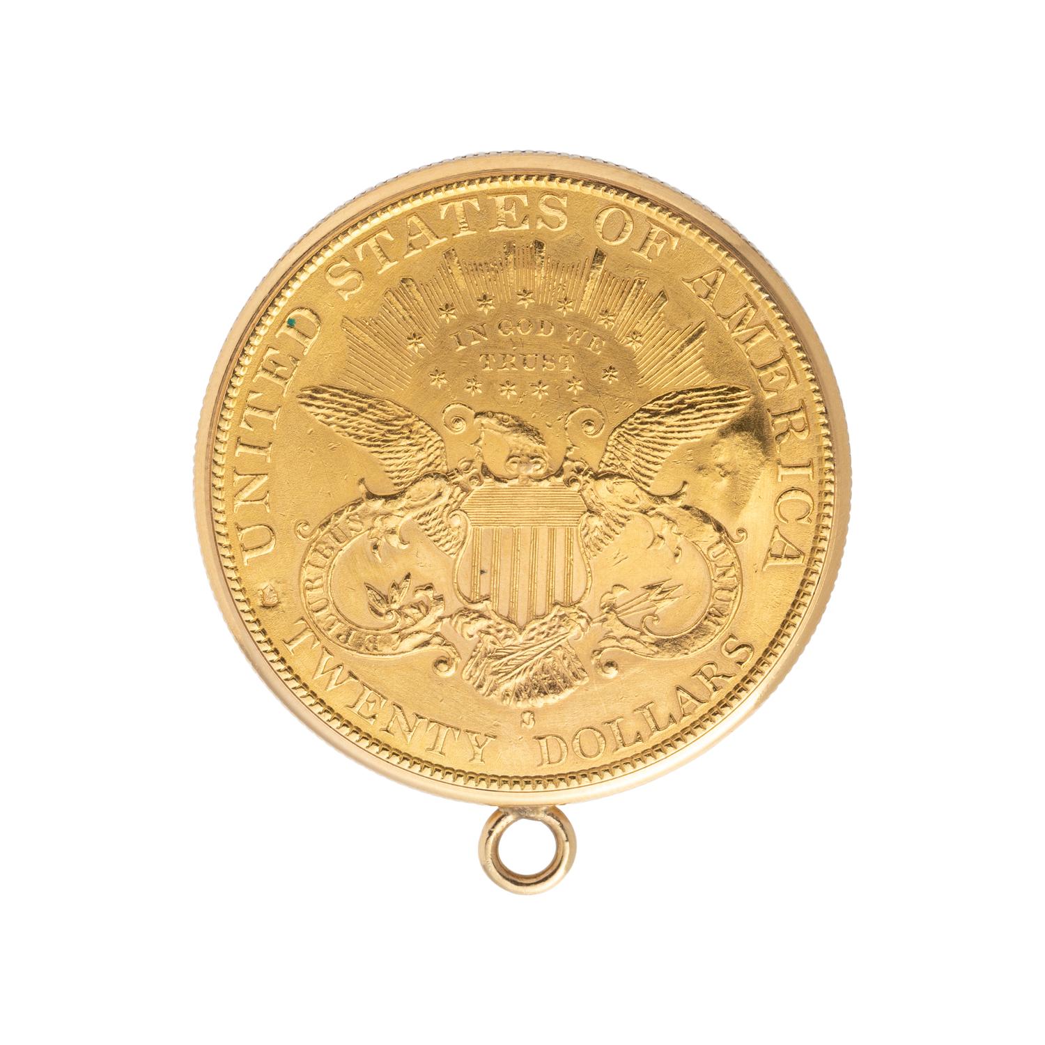 PIAGET, 18K YELLOW GOLD US $20 LIBERTY COIN CONCEALED WATCH PENDANT