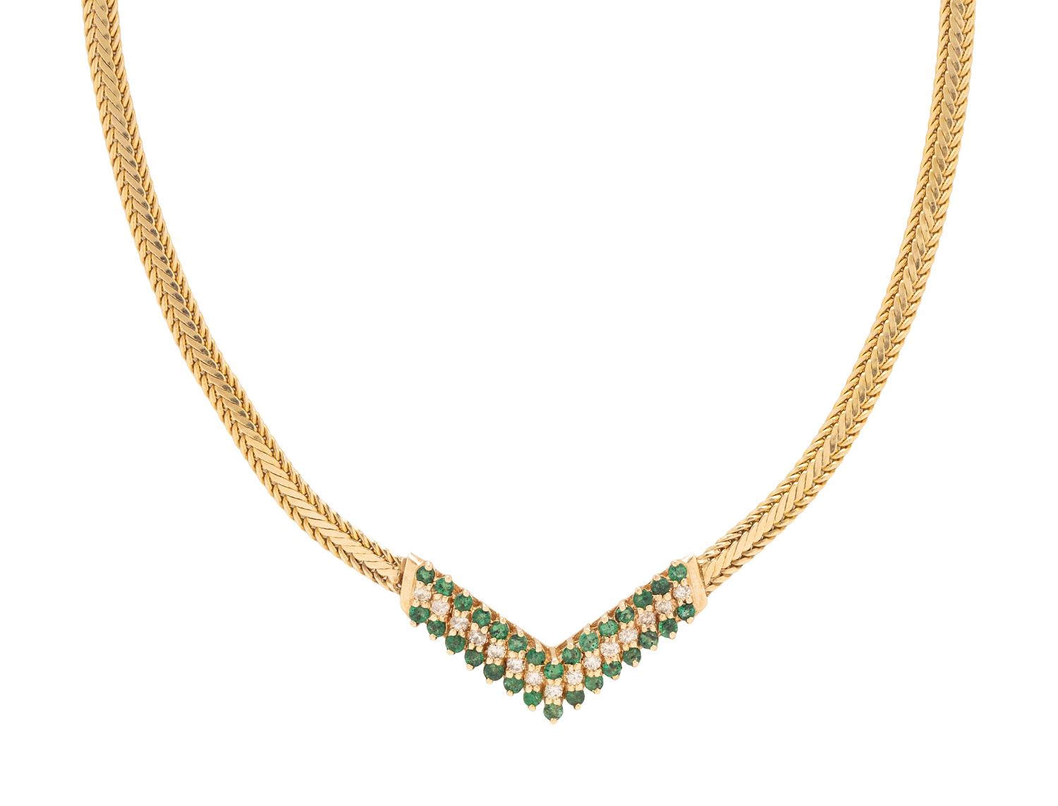 BALESTRA, YELLOW GOLD, EMERALD, AND DIAMOND NECKLACE